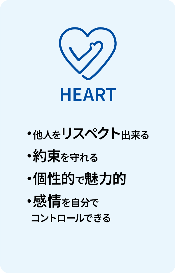 HEART/・リスペクト・約束を守る・個性的・感情をコントロールできる